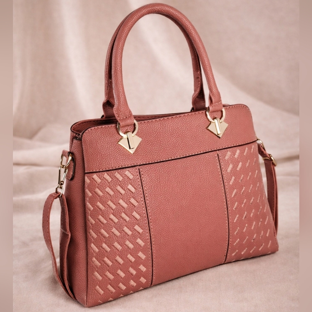 Watermelon Pink Top Handle Satchel Crossbody Bag Structured Handbag